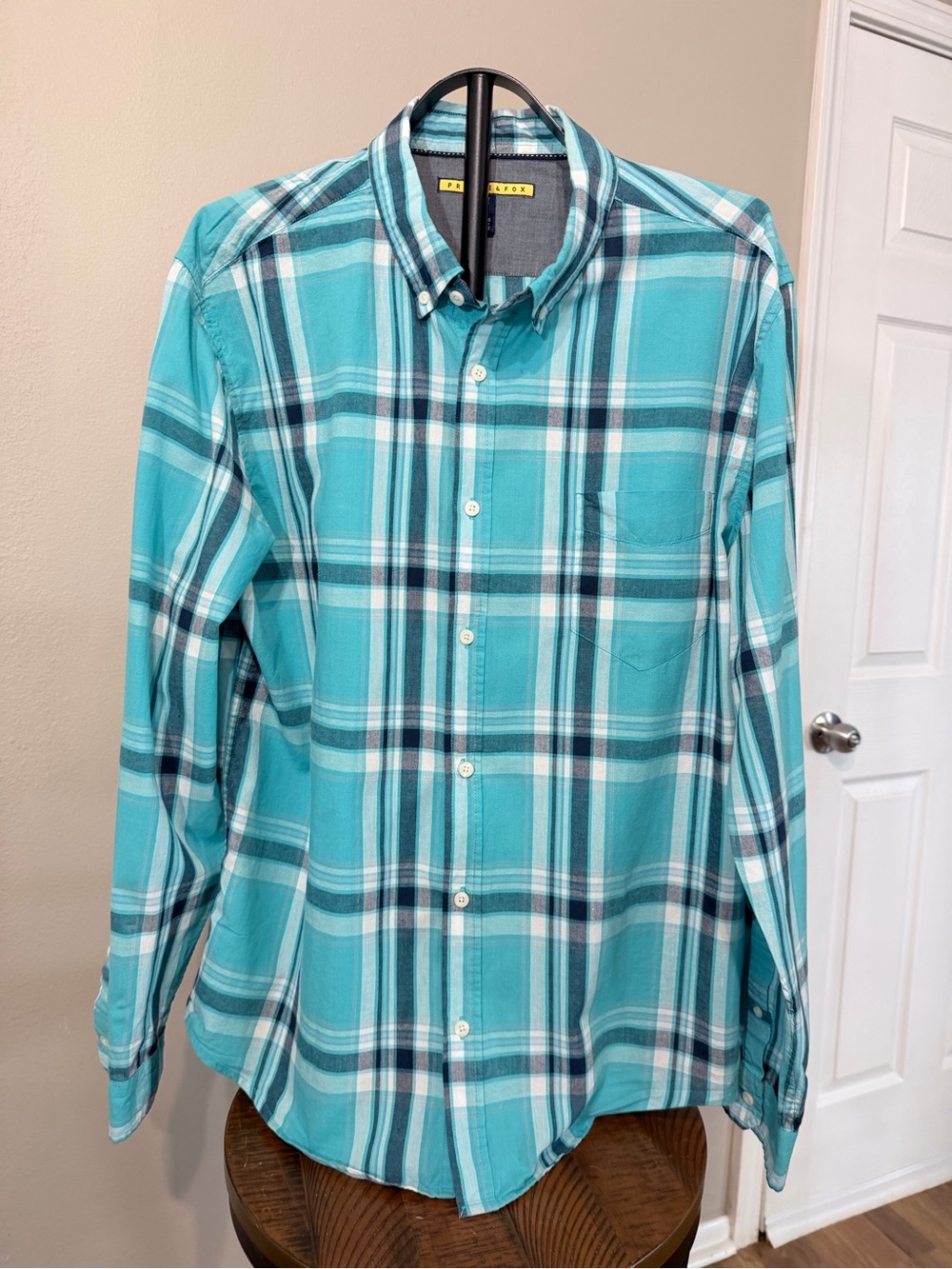 Prince & Fox Shirt Men XL Plaid Cotton Woven Pockets Button-Down Long Sleeve